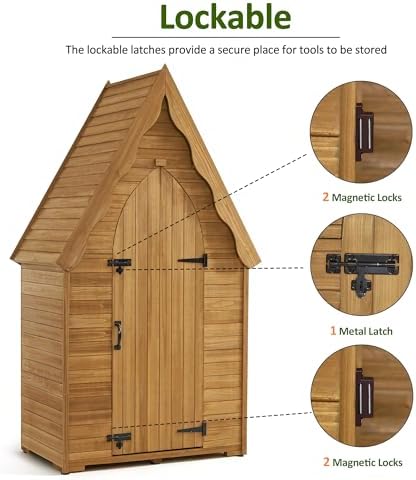mcombo outdoor storage cabinet, wooden garden tool shed, package contents