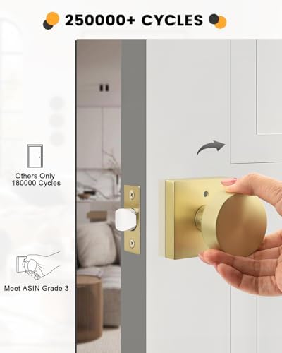 gobrico brushed gold privacy interior door knobs with on a desk or shelf