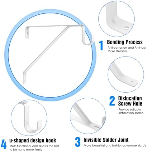 pisman heavy duty closet rod bracket adjustable 4-pack, close-up detail