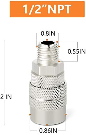 gasher 12pcs 1/2-inch male industrial coupler,1/4 basic flow, side view