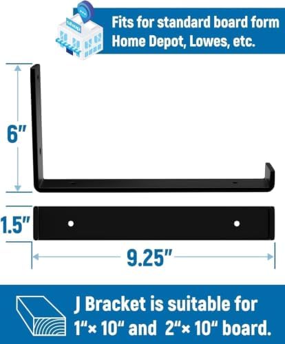 leopo 10 inch shelf brackets 8-pack, 1/5" thick, close-up detail