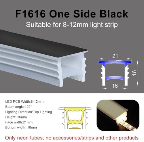 LED Neon Silicone Diffuser Tube - Custom Length | Black,F1010-10meters