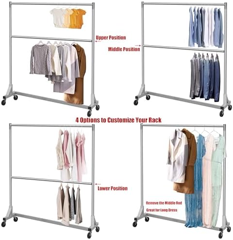 simple houseware commercial grade z-base double rod garment, side view
