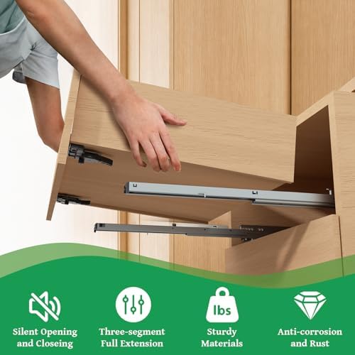 5pair(10pack) 18 inch undermount drawer slides with rear, close-up detail