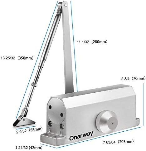 onarway door closer automatic size 4 spring hydraulic, side view