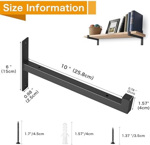 ezydecor 6 pack heavy duty shelf brackets with, close-up detail