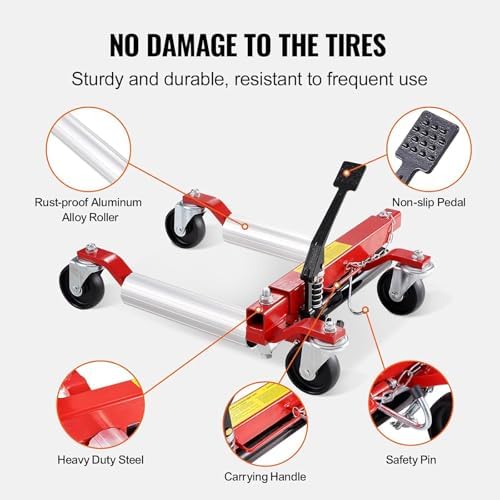 Hydraulic Wheel Dolly 1500lb Tire Lift Trolley for Vehicle Positioning - Ratchet Type for Cars, Trucks, RVs, and Trailers,2pcs