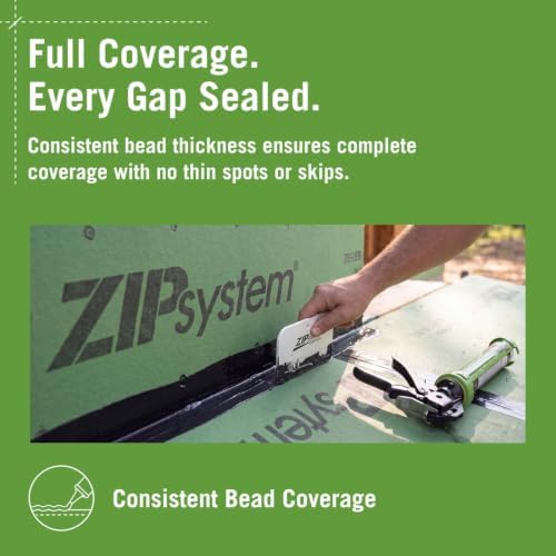 zip system liquid flash cartridge applicator, caulk gun showing dimensions