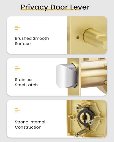 goldenwarm brushed gold door handles interior, privacy door on a desk or shelf