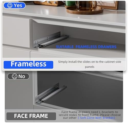14 inch soft close undermount drawer slides for, close-up detail