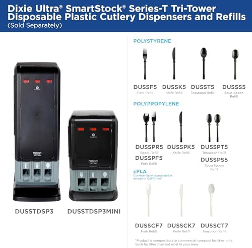 dixie ultra® smartstock® mini tri-tower cutlery dispenser by, side view