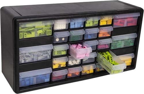 akro-mils 26-drawer plastic storage cabinet, 20"w x 6"d, view 9