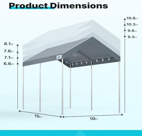 advance outdoor 10x15 ft heavy duty carport potable shown in use