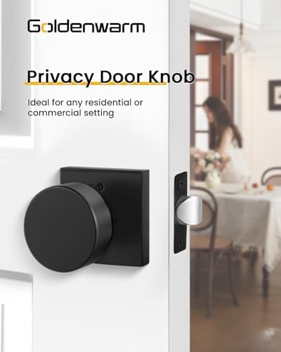 goldenwarm matte black door knobs interior, privacy door shown in use
