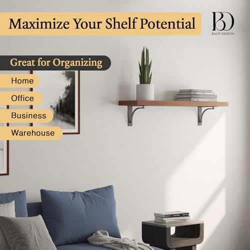 classic black heavy duty shelf brackets 10 inch, front angle view