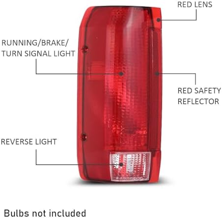 G-PLUS Tail Lights Compatible with Ford Bronco/F150 1990-1996/Fit Ford F250 F350 1990-1997,E9TZ13405C E9TZ13404C, Rear Brake Lamps Assembly w/o Blubs Driver and Passenger Side
