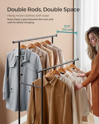 songmics clothes rack with wheels, steel garment rack, side view