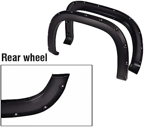 4pcs CNNELL Fender Flares Compatible With 2007-2013 GMC Sierra 1500 All Beds Smooth Black Pocket Rivet Style Paintable Wheel Flares Set