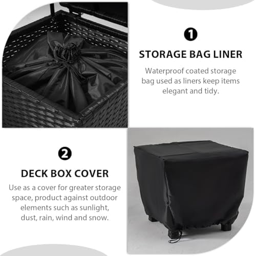 sundale black wicker storage box, 13 gallon outdoor, front angle view