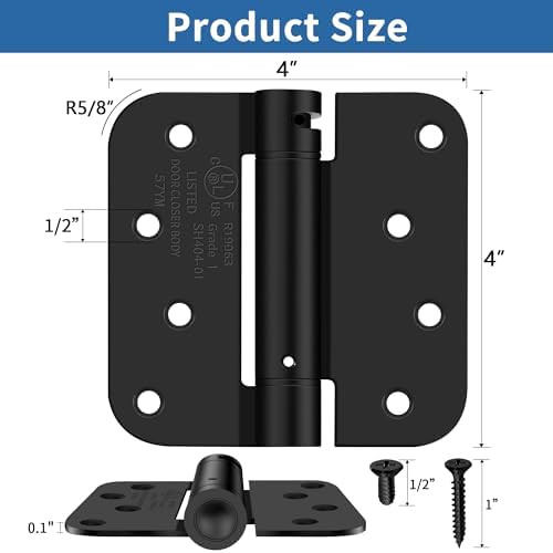4 inch self closing door hinges, 5/8" radius shown in use