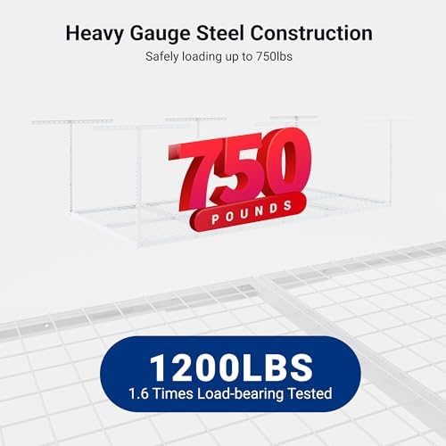 fleximounts 4x8 overhead garage ceiling storage rack organization shown in use