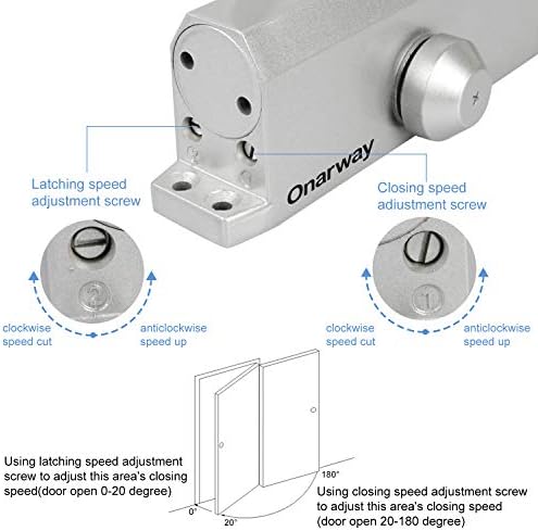 onarway door closer automatic size 4 spring hydraulic, close-up detail