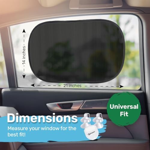 GENANY 2pcs Black Window Sun Shade for Sedan SUV Truck (21x14 Inches), Sun Shades for Side Window, Accessories for Kids, Baby Window Shades, Summer Car Decor