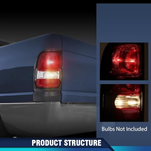 PIT66 Tail Lights Assembly Fit Dodge Ram 1500 2500 3500 Truck 1994-2002 | Fit Dodge Ram 1500 2500 3500 Truck 1994-2002 Rear Lights Lamps Drive & Passenger Side Red Lens Reverse light Smoke Lens