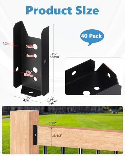 2x4 fence brackets for wood rail,18 gauge shown in use
