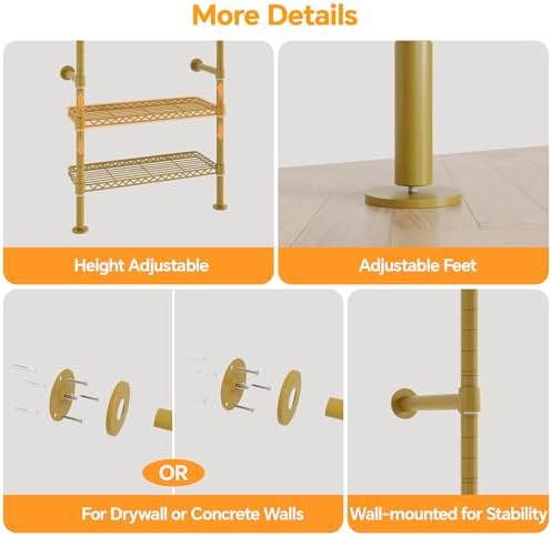higeego w3 wall mounted clothes rack, industrial pipe on a desk or shelf