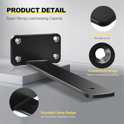6 inch black hidden l shelf bracket (1/5 showing dimensions
