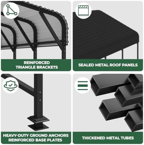 20x20 ft metal carport, outdoor heavy duty 2 showing dimensions