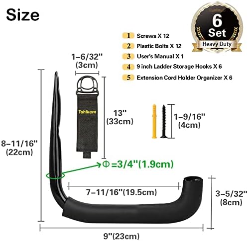 garage hooks heavy duty, 9 inch ladder hooks shown in use
