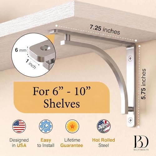 classic silver heavy duty shelf brackets 8 inch shown in use
