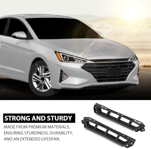 G-PLUS Front Bumper Air Curtain Grille Grill Compatible with Hyundai Elantra 2019-2020 86562F2AA0, 86561F2AA0 ‎Black Left & Right Pair