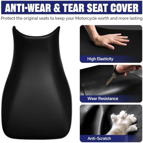 PIT66 Seat Cover Compatible with Honda Rubicon 2005-2011/ Fit Foreman 500 | Black, PVC Synthetic Leather, ATV Replacement Seatcover Fit Rubicon 2005-2011/Fit 500 ATV Black Seatcover (Cover only)