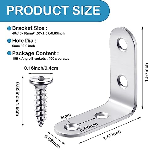 pelopy 100 pcs l bracket stainless steel 90 shown in use