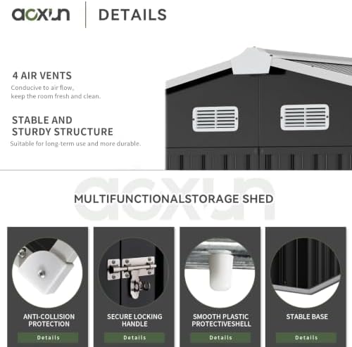 aoxun 10x8 ft shed outdoor storage shed with showing dimensions