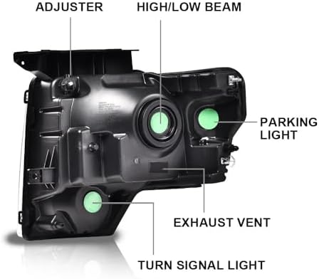 PIT66 Headlight Headlamp Assembly Compatible with Ford F150 2009 2010 2011 2012 2013 2014 faros delanteros (Clear Lens Chrome Housing Clear Reflector, Basic Style)