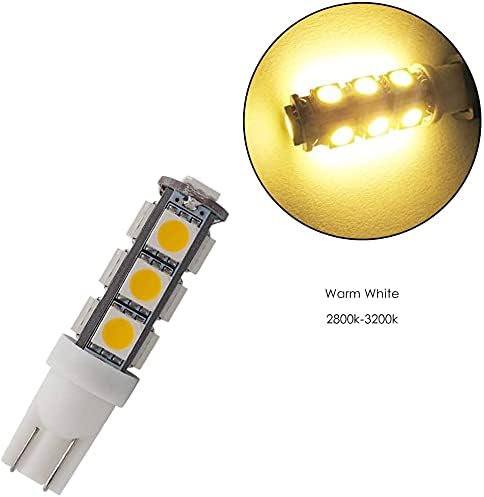 GRV T10 C921 192 194 13-5050SMD Wedge LED Bulb Super Bright RV Boat Cabinet Dome Light DC12V Warm White 3000K Pack of 20