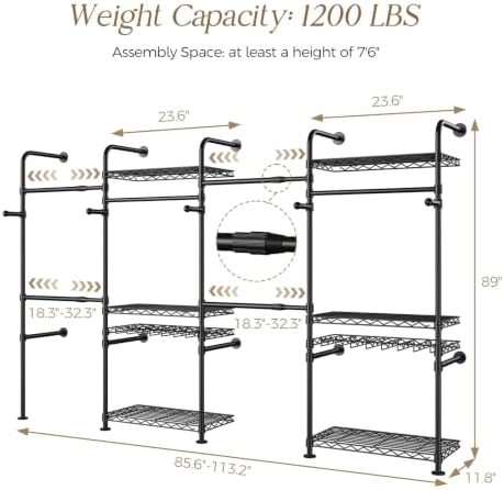 closet organizers wall mounted closet system, 4-row heavy shown in use