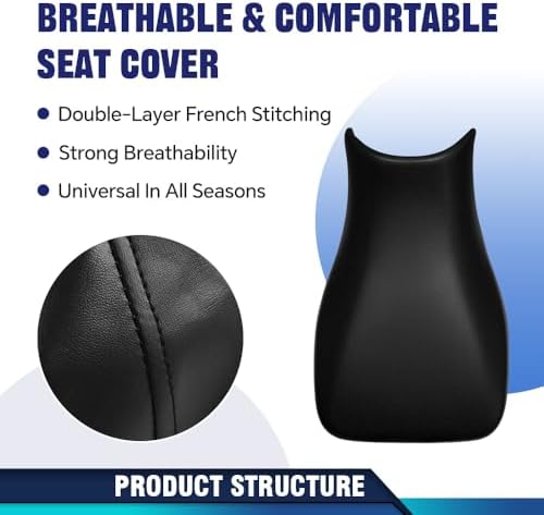 PIT66 Seat Cover Compatible with Honda Rubicon 2005-2011/ Fit Foreman 500 | Black, PVC Synthetic Leather, ATV Replacement Seatcover Fit Rubicon 2005-2011/Fit 500 ATV Black Seatcover (Cover only)