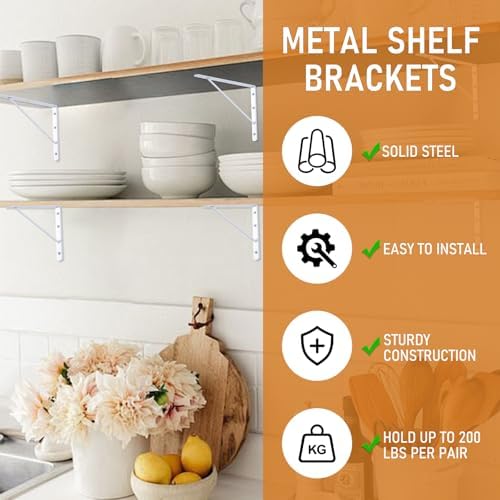 home master hardware wall shelf brackets, 10x8 inch shown in use