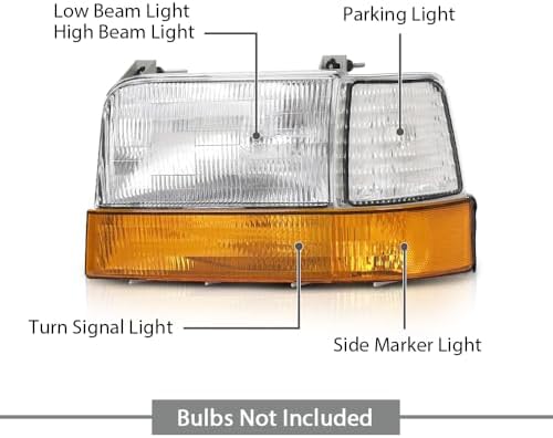 G-PLUS 6PCS Set Headlights Assembly Front Headlamp Corner/Side Signal Lights Compatible with Ford Bronco F150 1992-1996, Fit Ford F250 F350 1992-1997 FO2521114, FO2550110, FO2551108, FO2520116