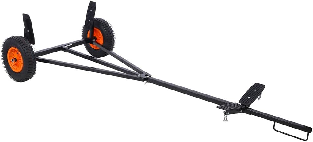 Boat Trailer Dolly, Heavy Duty 420 LBS Capacity Adjustable Boat Mover with 16 Inch Pneumatic Tires, 96-116 Inch Adjustable Steel Frame Trailer Tow Dolly for Canoe Fishing Boat Storage and Transport
