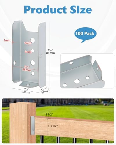 2x4 fence brackets for wood rail, 18 gauge shown in use