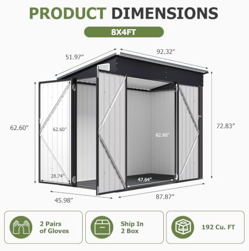 aoxun 7.5'x4' outdoor storage shed with 3 lockable shown in use