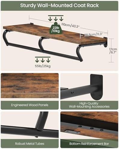 choezon wall mounted clothes rack, metal garment rack, front angle view