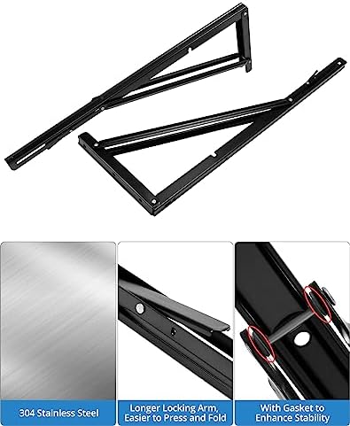 qwork 24" heavy duty folding shelf brackets for, close-up detail