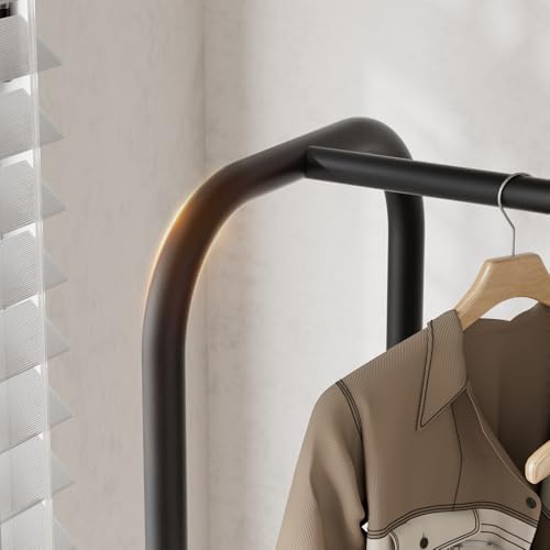 singaye wardrobe standing closet clothing rack with shelf, side view